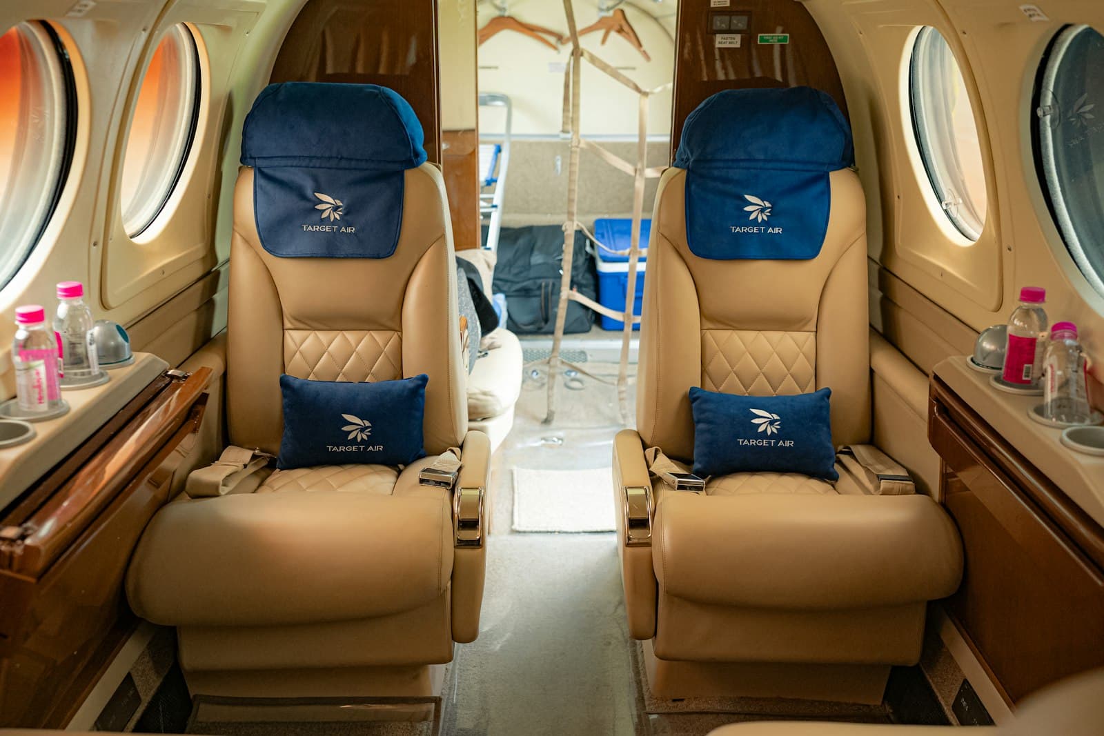 Wide cabin shot showing generous spacing and natural light.